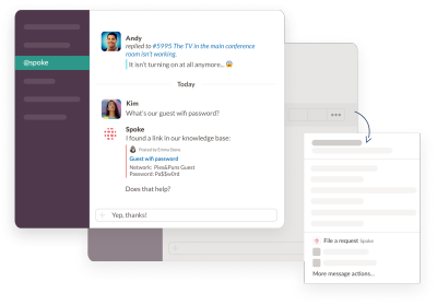 Screenshot of Spoke being used in Slack.